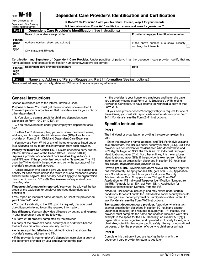 W-10 form
